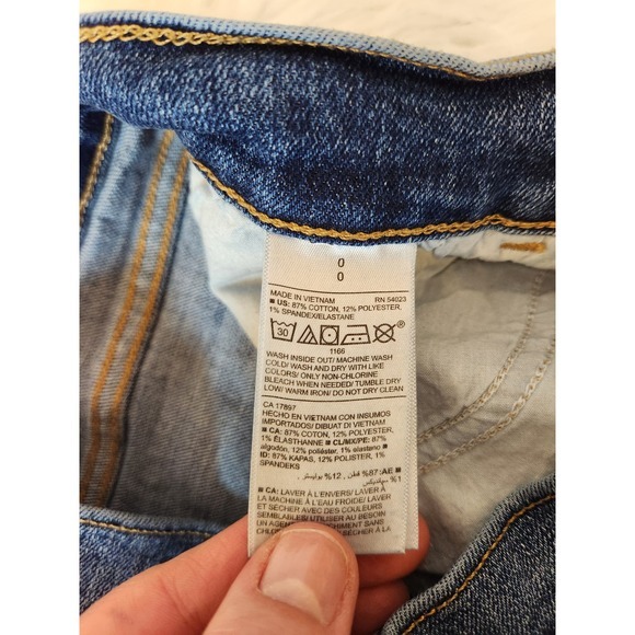 Old Navy Women's Blue Low Rise Cotton‎ Raw Hem Boyfriend Cut Off Shorts Size 0 - Picture 4 of 7